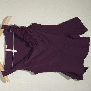 Little Yellow Button Plum Ruffle Sleeveless Blouse